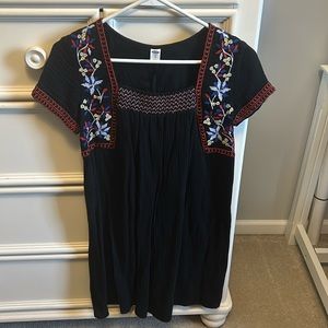 Old Navy Black Babydoll Dress With Flowers